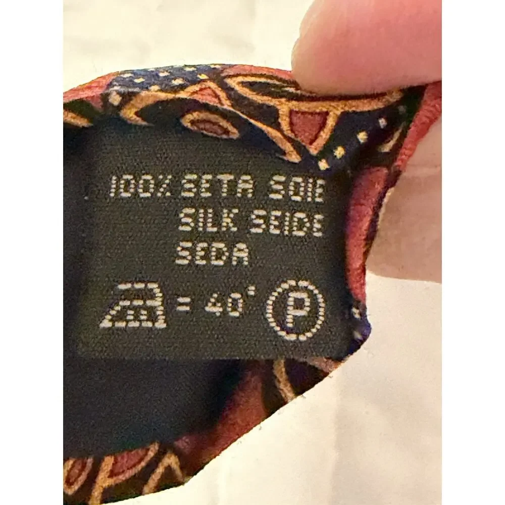 Ermenegildo Zegna 100% Silk Tie Red Navy Gold Geometric Luxury Mens Necktie